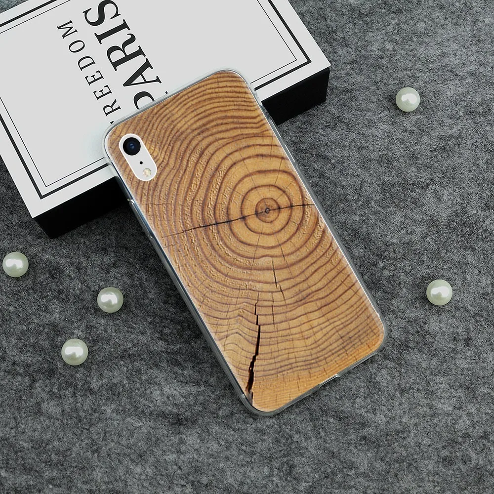 

Luxury Silicone Case For Iphone 6 Wood Grain Soft Phone Cases For Iphone XS Max XR X 6S 7 8 Plus Back Cover