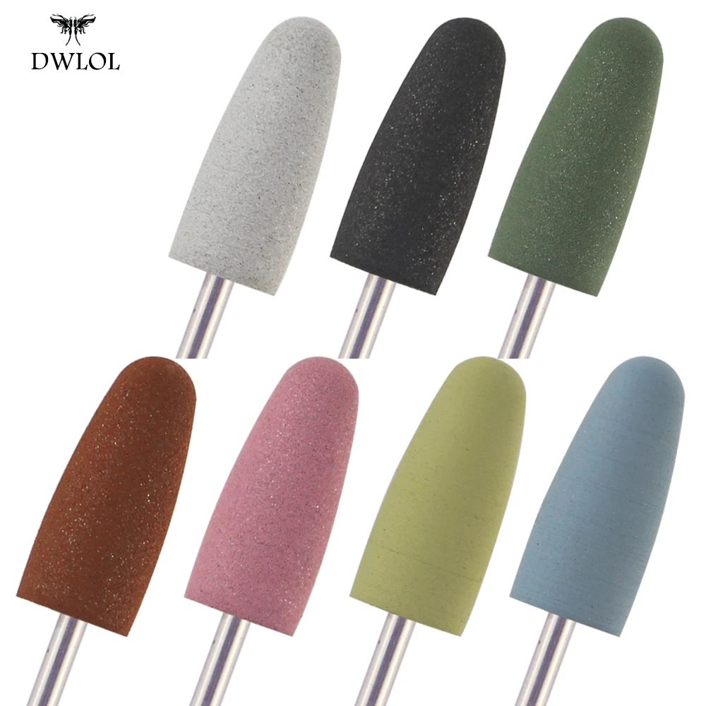 

7 Types Rubber Silicon Nail Drills Big Head Bit Nail Buffer Mills Rotary Burr Cuticle Cutter for Manicure Electric Tools