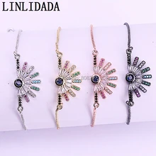 10 шт. розовое золото/серебро/черный/золото цвета кубического циркония дизайн глаз Регулируемый коннектор CZ браслеты для женщин