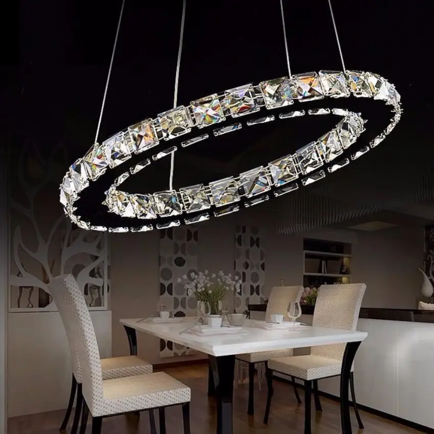 

Luxurious Led Lamps Silver Crystal Ring Led Chandeliers Crystal Lamp / Light / Lighting Modern Led Lustre Light Chandelier