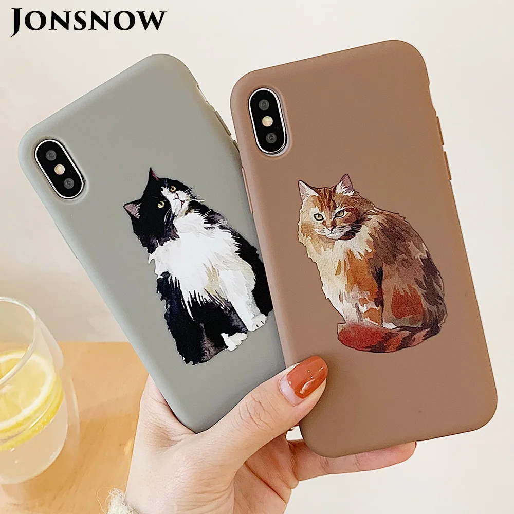 Матовый чехол JONSNOW для iPhone 7 8 Plus 6 S P X XR XS Max милое животное кошка из мягкого