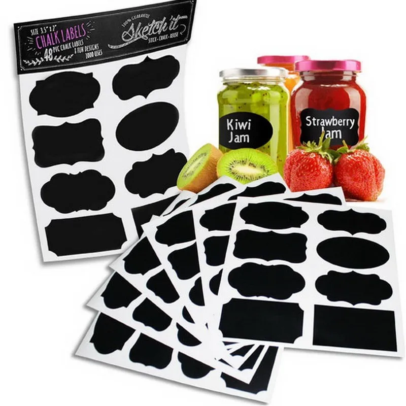 

8pcs/sheet Chalk Board Label Chalkboard Blackboard Design Stickers Handmade Decal Craft Kitchen Jar Organizer Labels DIY Supply