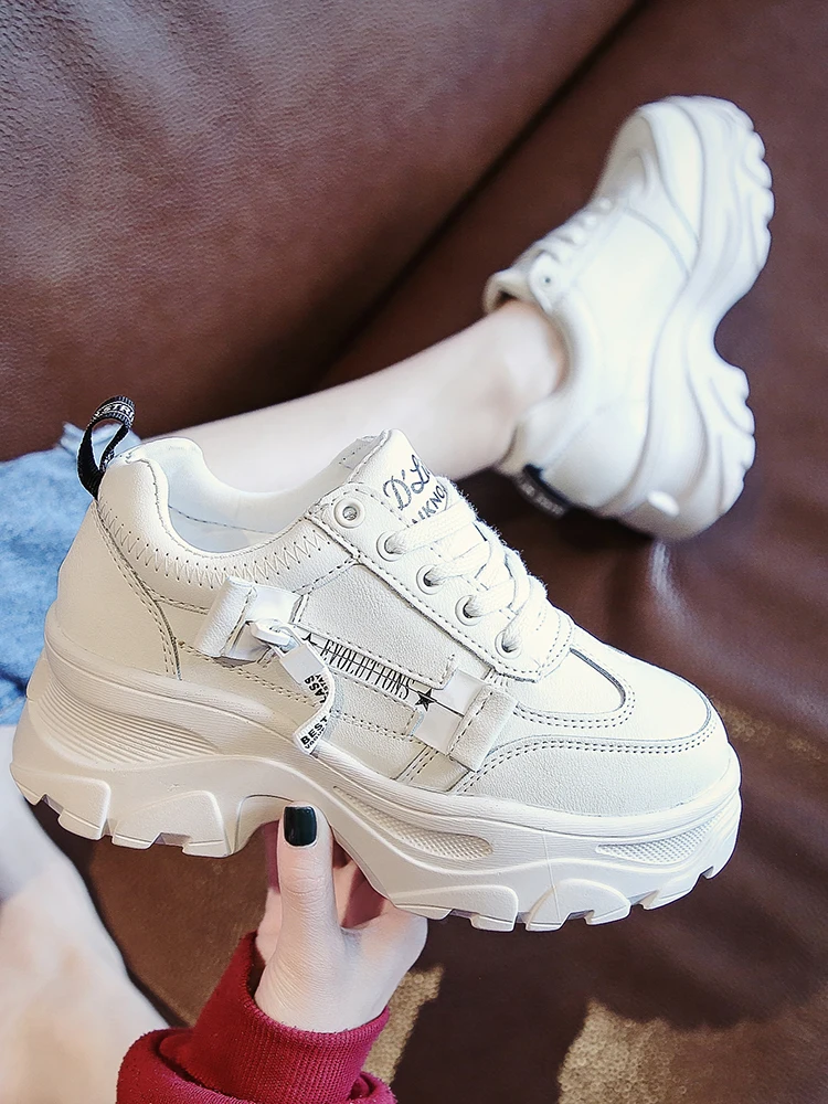 NEW Casual Shoes Female Chunky Sneakers 2019 Spring Fashion Dad Shoes Women White Shoes Platform Sneaker Vulcanize Shoe