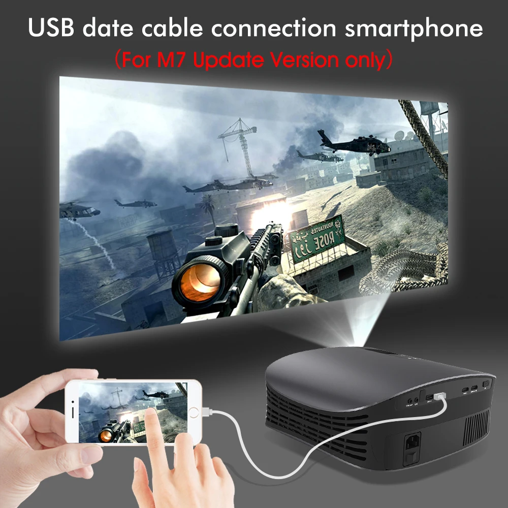  BYINTEK Brand MOON M7 200inch Home Theater HD Video LED Projector for Iphone SmartPhone Full HD 108