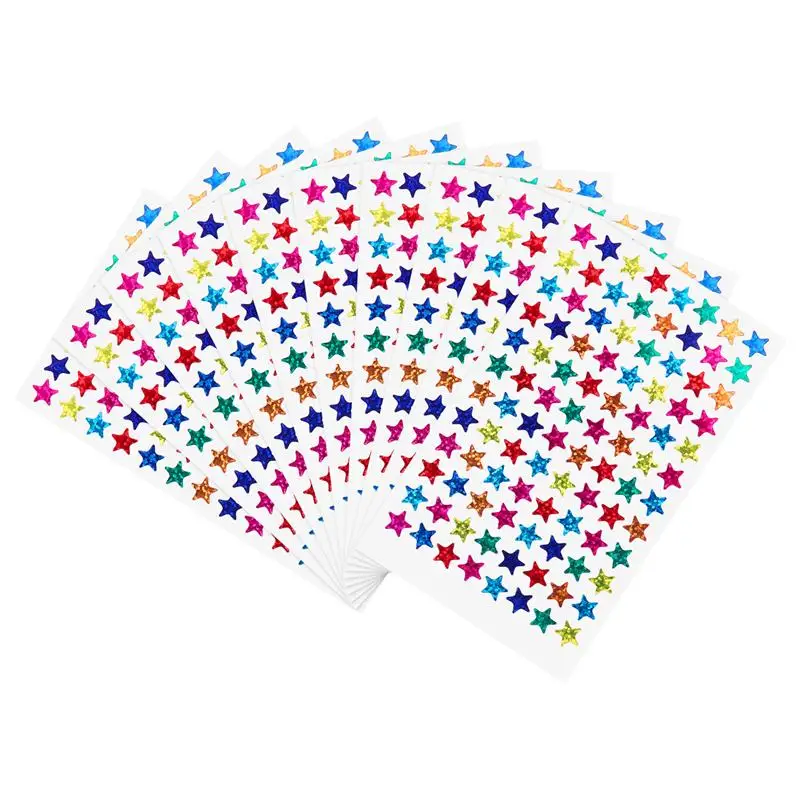 

NUOLUX Pack of 960pcs Star Stickers Self Adhesive Assorted Colors 1cm Shiny Laser Decals Tags Rewards for Kids Teachers Students