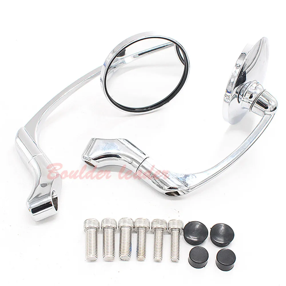 

Motorcycle Black / Chrome Retro Round Rearview Side Mirrors For ROYAL ENFIELD gt650 GT 650 Lnterceptor 650 Bullet 500 350