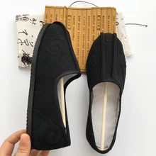 Резиновая подошва с круглым вырезом под горловину, открытое детское дышащая даосская обувь китайские традиции обувь Тай чи обувь кунг-фу обувь для ушу черный