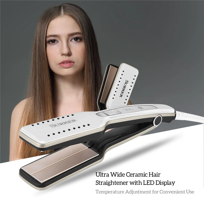 

Ceramic Titanium Flat Iron Straightening Iron Hair Styling Tools Professional Straightener Adjustable Temperature Hair Curler