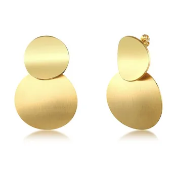 

Women Double Disc Design Stud Earrings in Stainless Steel Woman Jewelry