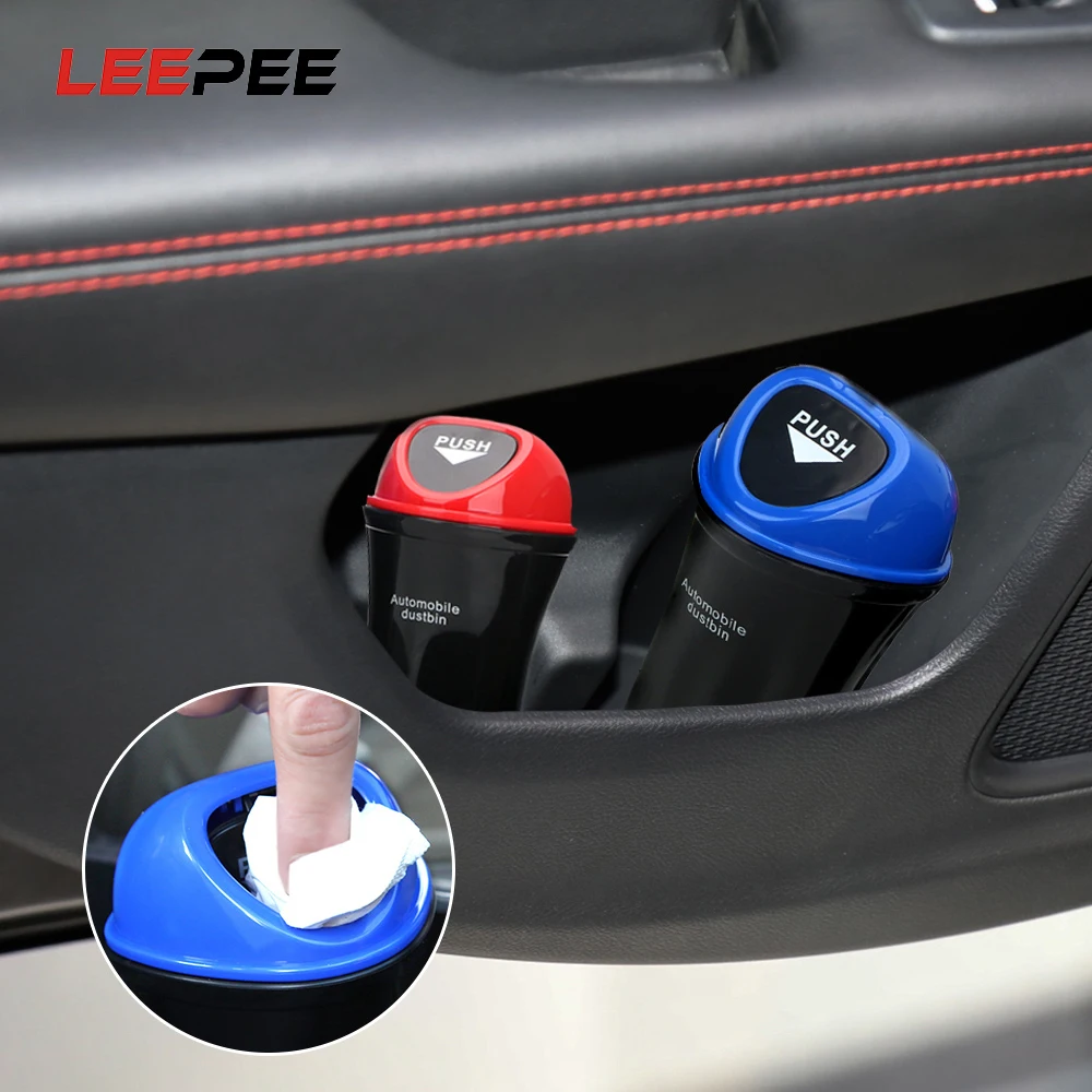 LEEPEE Car Trash Can Auto Door Seat Back Visor Trash Bin Garbage Rubbish Holder Dust Case Auto