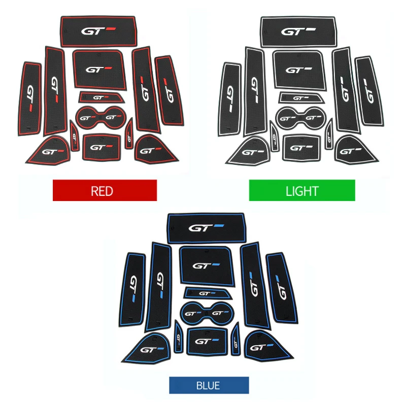 13x Blue Car Door mats gate slot mat Cup Pads Trim for Skoda Kodiaq 2017-2018