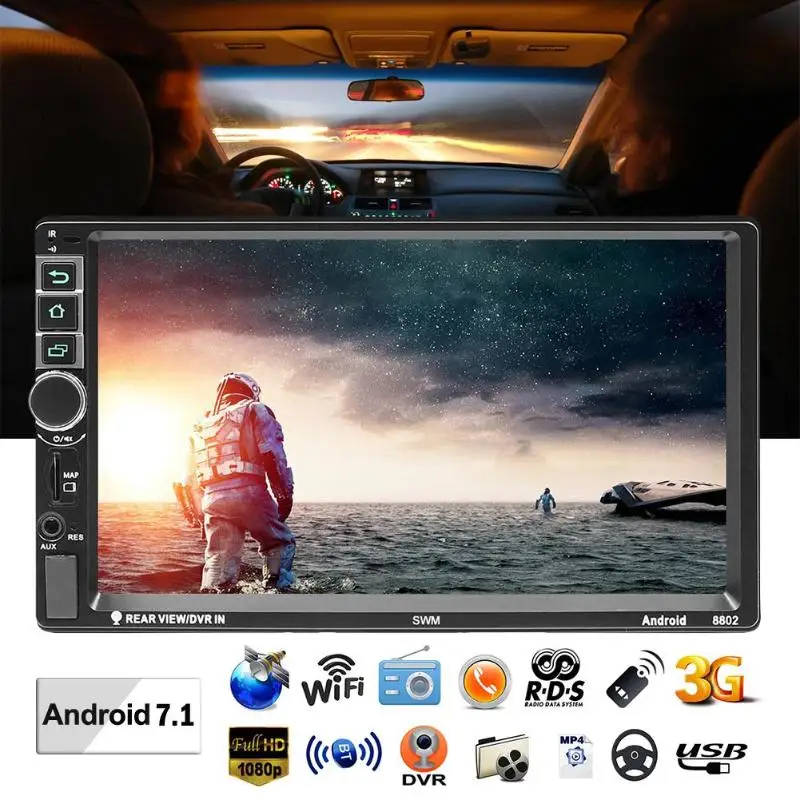 Автомагнитола 2DIN 7 дюймов Android 1 MP5 плеер GPS FM Bluetooth камера заднего вида SWM 8802|MP4 и