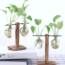 Zerodis стеклянная ваза с деревянной подставкой в форме сердца шар растительный горшок гидропоники контейнер для растений настольный стол Декор