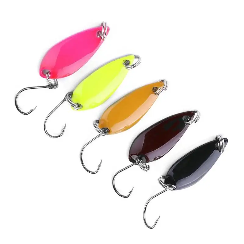 

5pcs Metal Spinners Spoon Lure Fishing Lure Hard Bait Sequins Artificial Crankbait With Feather Single Hook Fishing Tackle Pesca