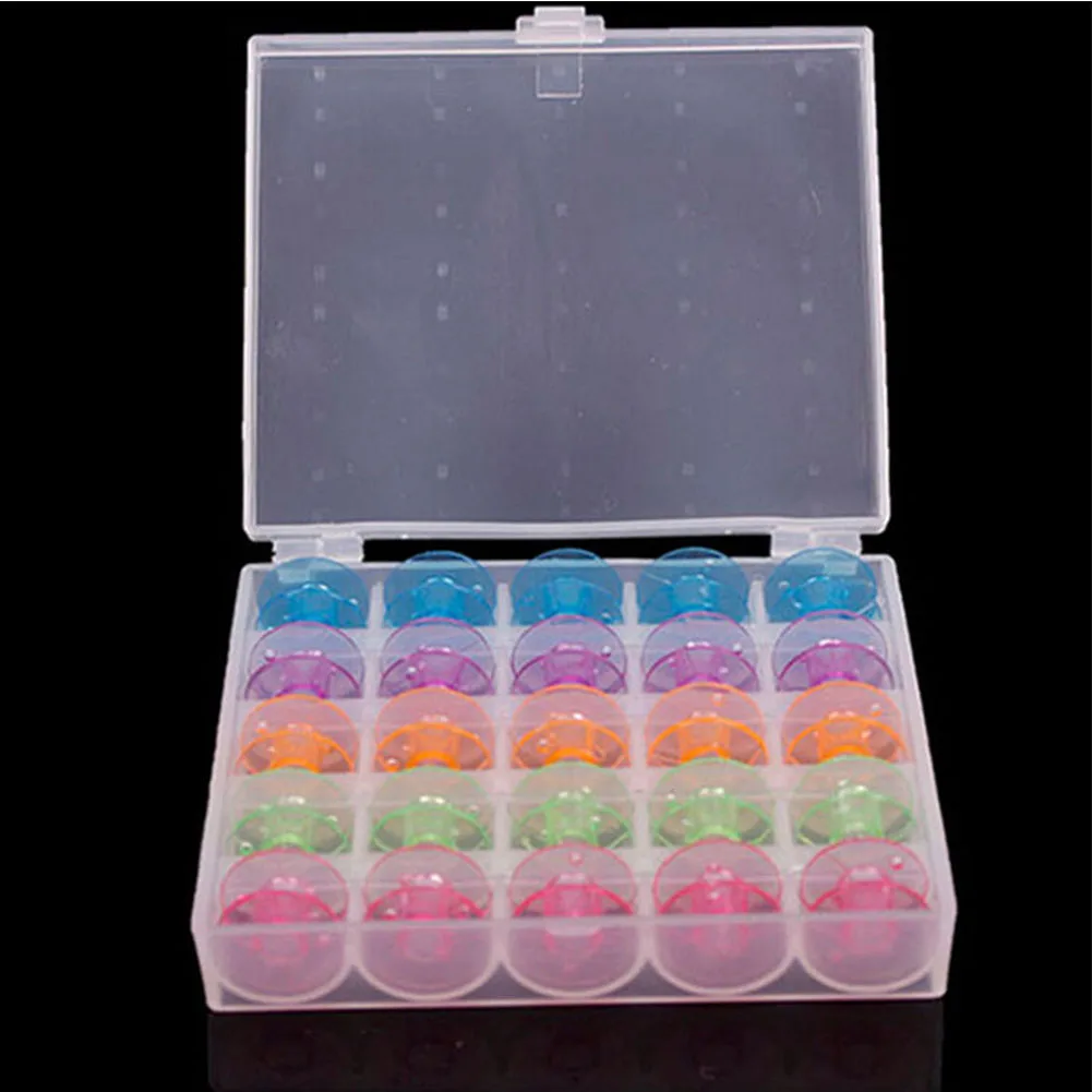 

High Quality Coil Box with Plastic Colorful 25 Coils for Sewing Machine Bobbins for Storage of Tools Accessories Random Color
