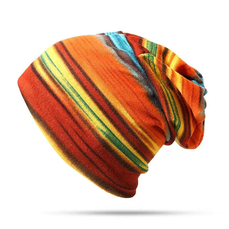 

Cotton Striped Beanie Cap Both Cap And Collar Scarf, Men Women Hip Hop Skullies Winter Warm Hat Snood Infinity Scarf New Spring