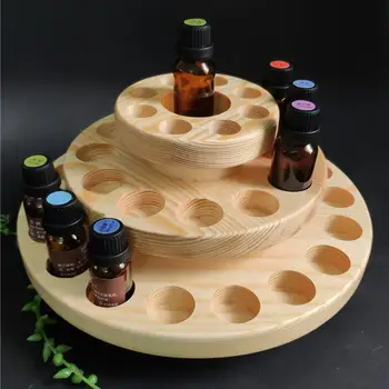 

3 Layers Essential Oil Storage Box Wooden Case Aromatherapy Oils Organizer 39 Slots Round Rotating Display Rack Oil Storage Box