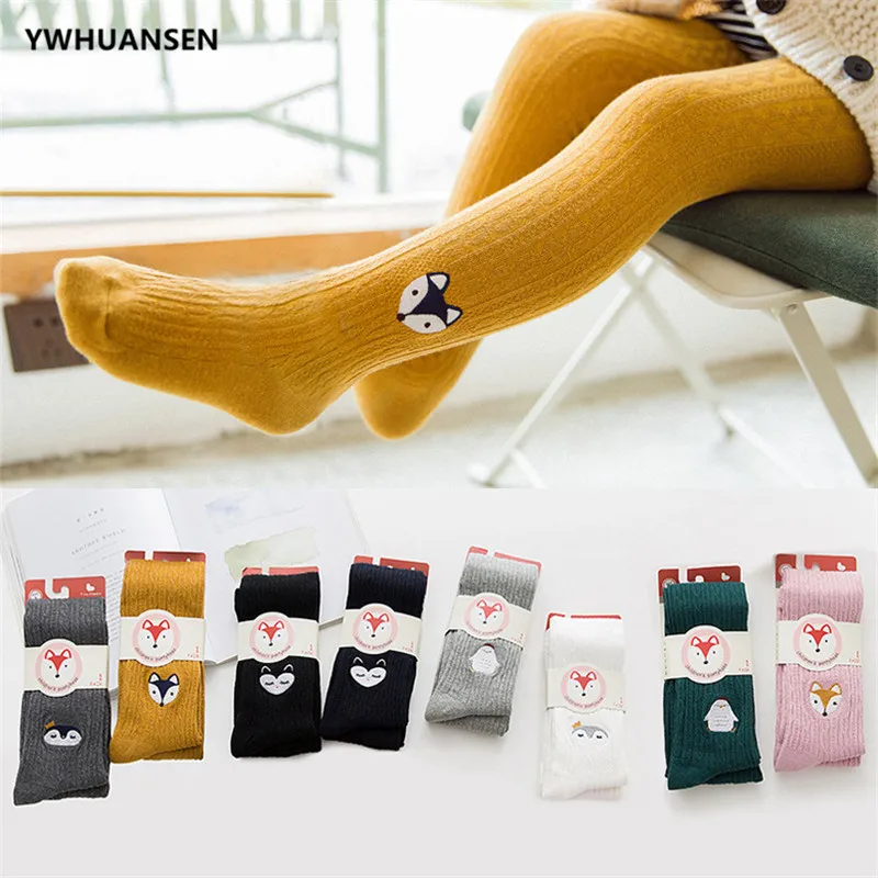 YWHUANSEN Spring Autumn Knitted Children Pantyhose Cotton Double Needle Tights for Girls Cute Animal Baby Girl Winter Clothes