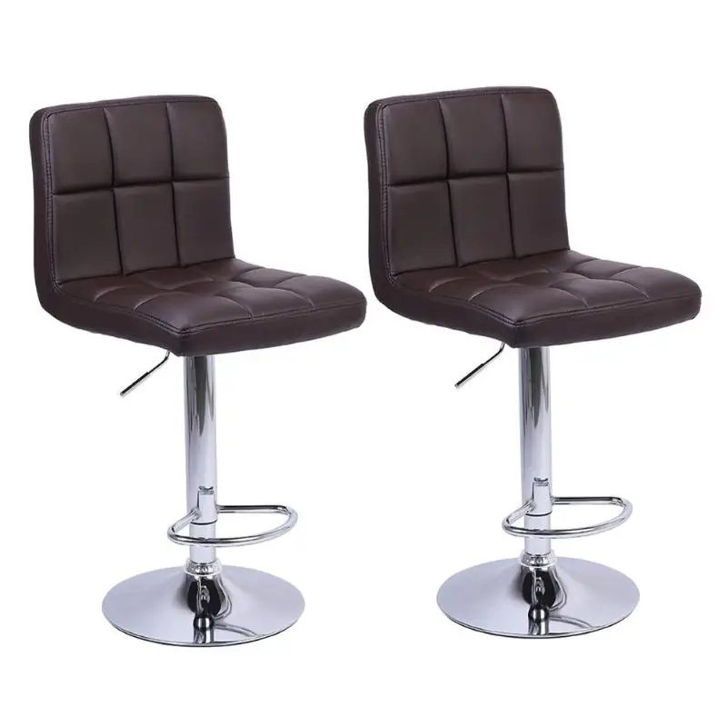 

2Pcs/set PU Leather Swivel Bar Stools Chairs Height Adjustable Counter Pub Chair Bar stools Modern Style