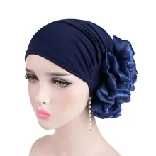 Большой цветок для женщин тюрбан шляпа мусульманский платок ворс шапка для женщин мягкий удобный хиджаб колпачки исламские Шляпы для химиотерапии