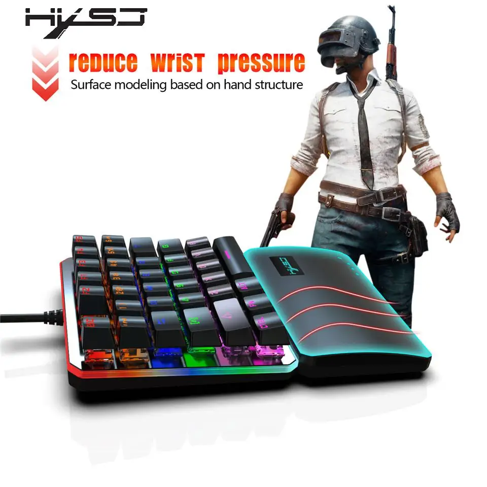 HXSJ игровая клавиатура с одной рукой левая 35 клавишный RGB режим многократной