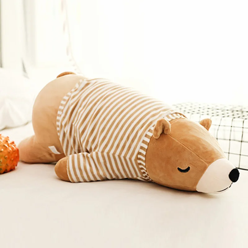 

Cute Cartoon Plush Sleeping Bear With Clothes Cushions Pillow Cushion Doll Toy Kids Birthday Gift Beige/Brown Stuffed Doll Toy