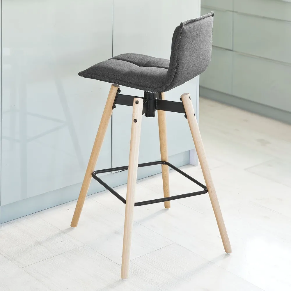 SoBuy FST45-DG, Swivel Kitchen Breakfast Barstool,  Rotating Bar Stool Chair with Backrest