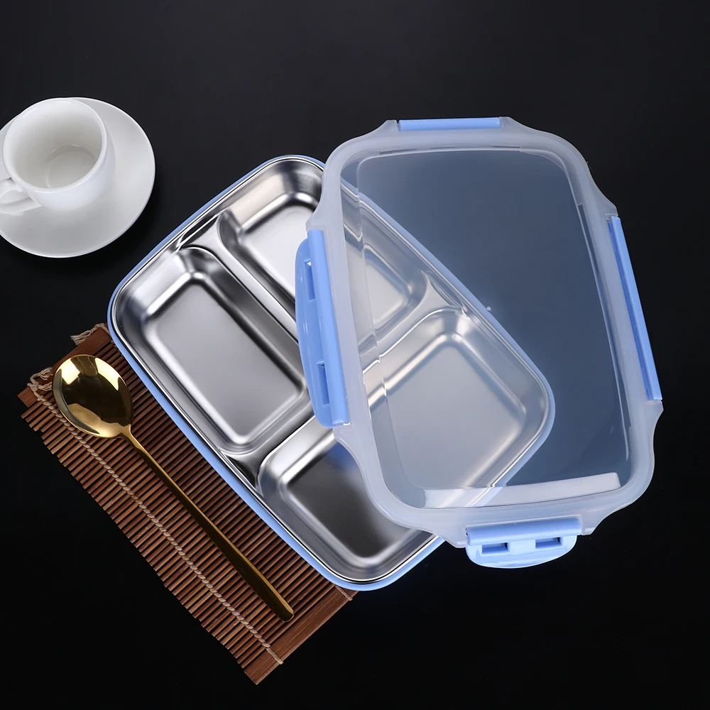 

1100 ml Grote capaciteit Magnetron Verwarming Draagbare Servies Voedsel Opslag Container Rvs Lunch Box Box