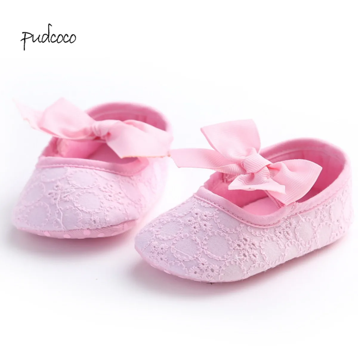 

Pudcoco New Brand Newborn Baby Girl Soft Sole Bow Crib Shoes Anti-slip Sneaker Prewalker 0-18M