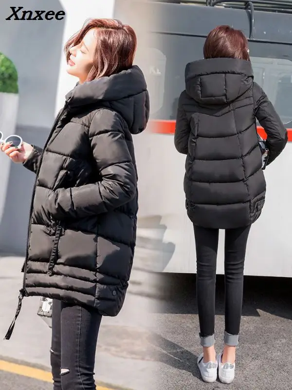 

New Light Warm Thin Hooded Plus Size Long Down Women Winter Coat Jacket 2018 Clothing for Mujer Overcoat Slim Solid Jacket