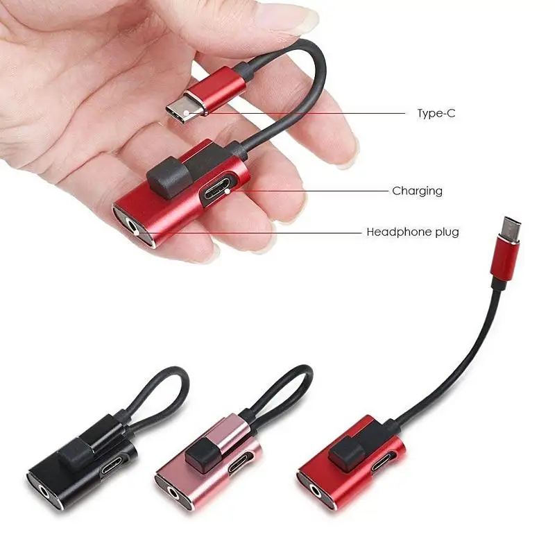 

2 In 1 Charging Adapter USB Type-C To 3.5mm Jack AUX Audio For IPhone X 7 8 Plus Headphone Earphones Cable Support Music
