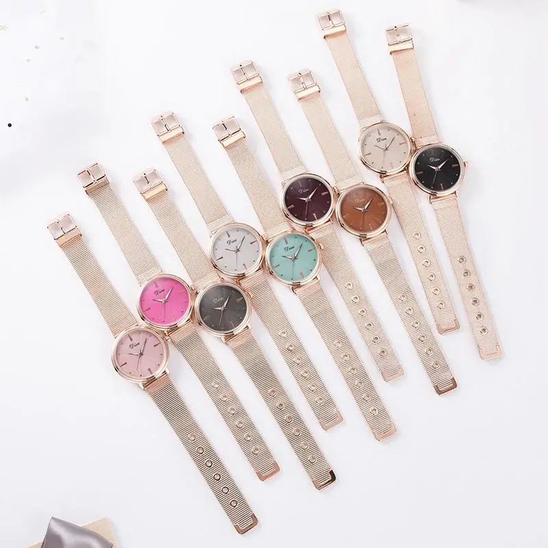 

Ladies Watch New Fashion Simple Casual Mesh With Quartz Watch Colorful Adjustable Size Round Alloy Watch For Women Dropshipping