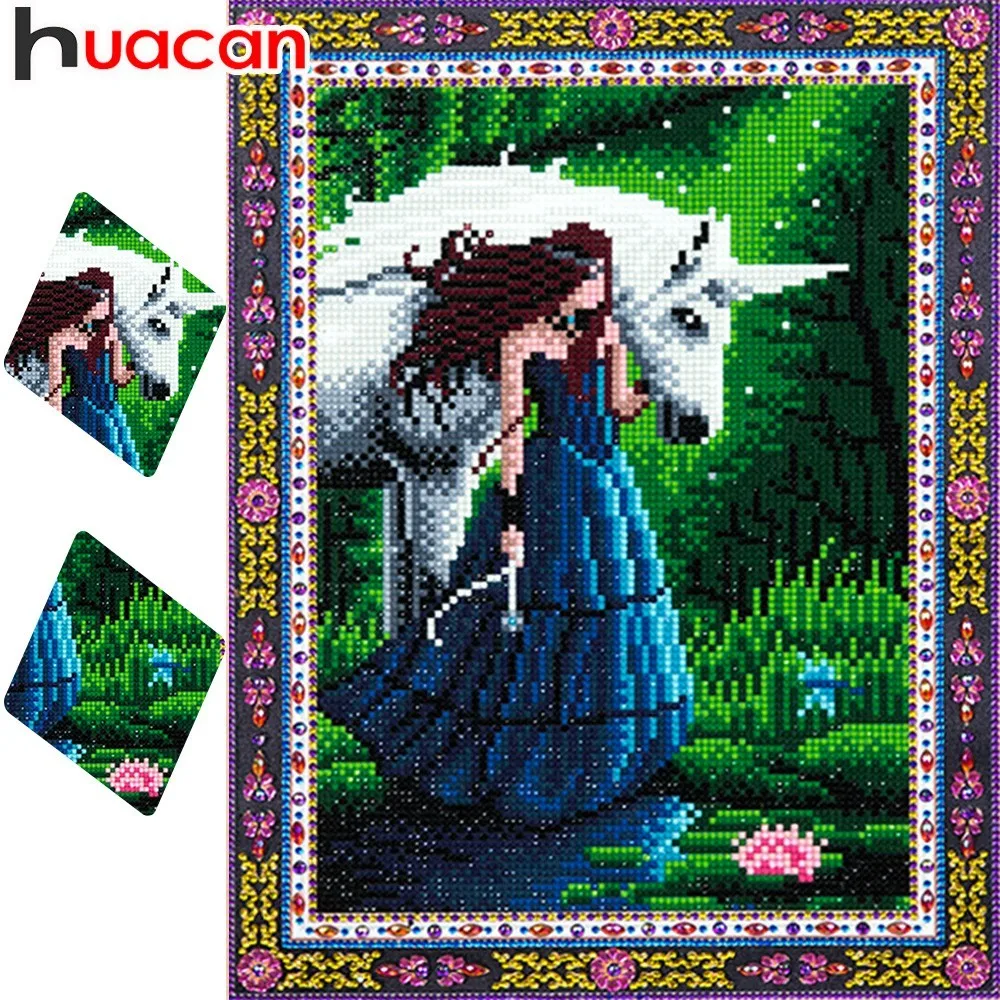 

HUACAN Special Shaped Diamond Painting Fairy Full Round Diamond Embroidery Sale Horse 5D DIY Mosaic Picture Of Rhinestones