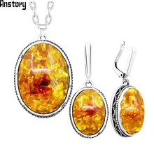 Овальный Цветок Цепочки и ожерелья Серьги комплект ювелирных изделий для Для женщин Античная Посеребренная Подвеска Нержавеющая сталь цепи свадебный подарок