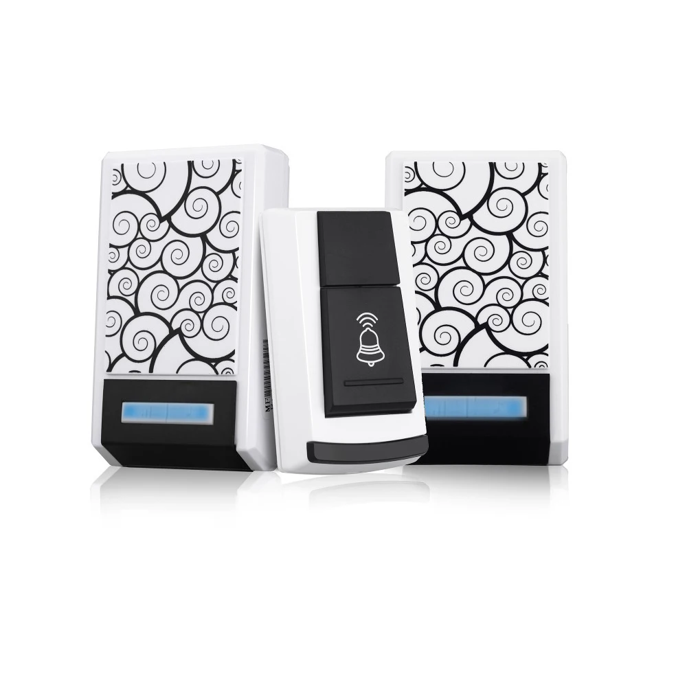 

5F Waterproof Wireless Smart Doorbell with 2 Receivers DC Door Bell 36 Chimes 100m Range All Day Long Anti-interference System