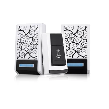 

5F Waterproof Wireless Smart Doorbell with 2 Receivers DC Door Bell 36 Chimes 100m Range All Day Long Anti-interference System