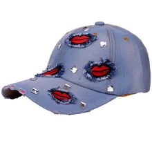 Солнцезащитные регулируемые кепки Snapback модные джинсовые губы Лоскутные шар из горного хрусталя шапки для женщин мужчин летние праздничные шапки унисекс