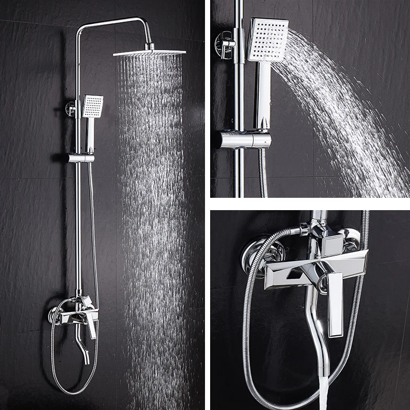 

New Bathroom Shower Faucet Set Chrome Bathtub Faucet Mixer Tap with Shower Head 3 Function Bath Shower