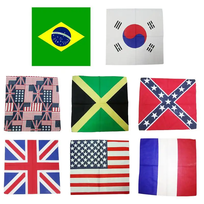 

Outdoor Sports Square Towel Environmental Friendly Cotton National Flag Pattern Headscarf Hiking Headscarf High Quality