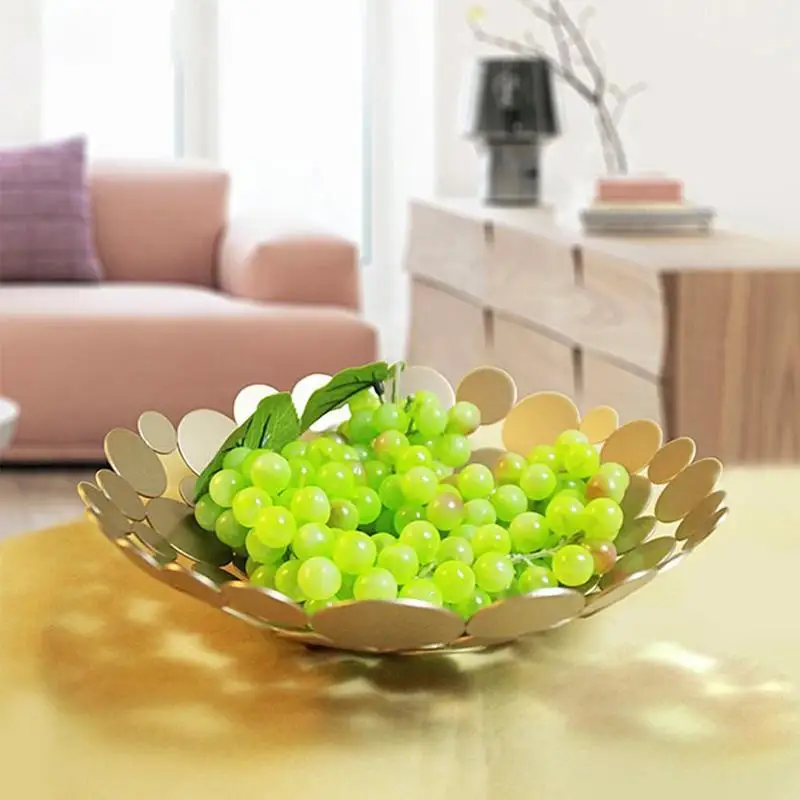

Innovative Metal Countertop Fruit Basket Bowl Large Round Decorative Table Centerpiece Holder Stand for Fruit Vegetable Bread Ca