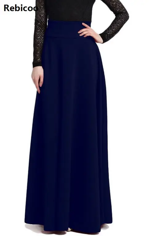 Новая Элегантная плиссированная юбка с высокой талией, цвет красного вина, черный, одноцветные длинные юбки для женщин, Faldas Saia, 5XL размера плюс, для девушек