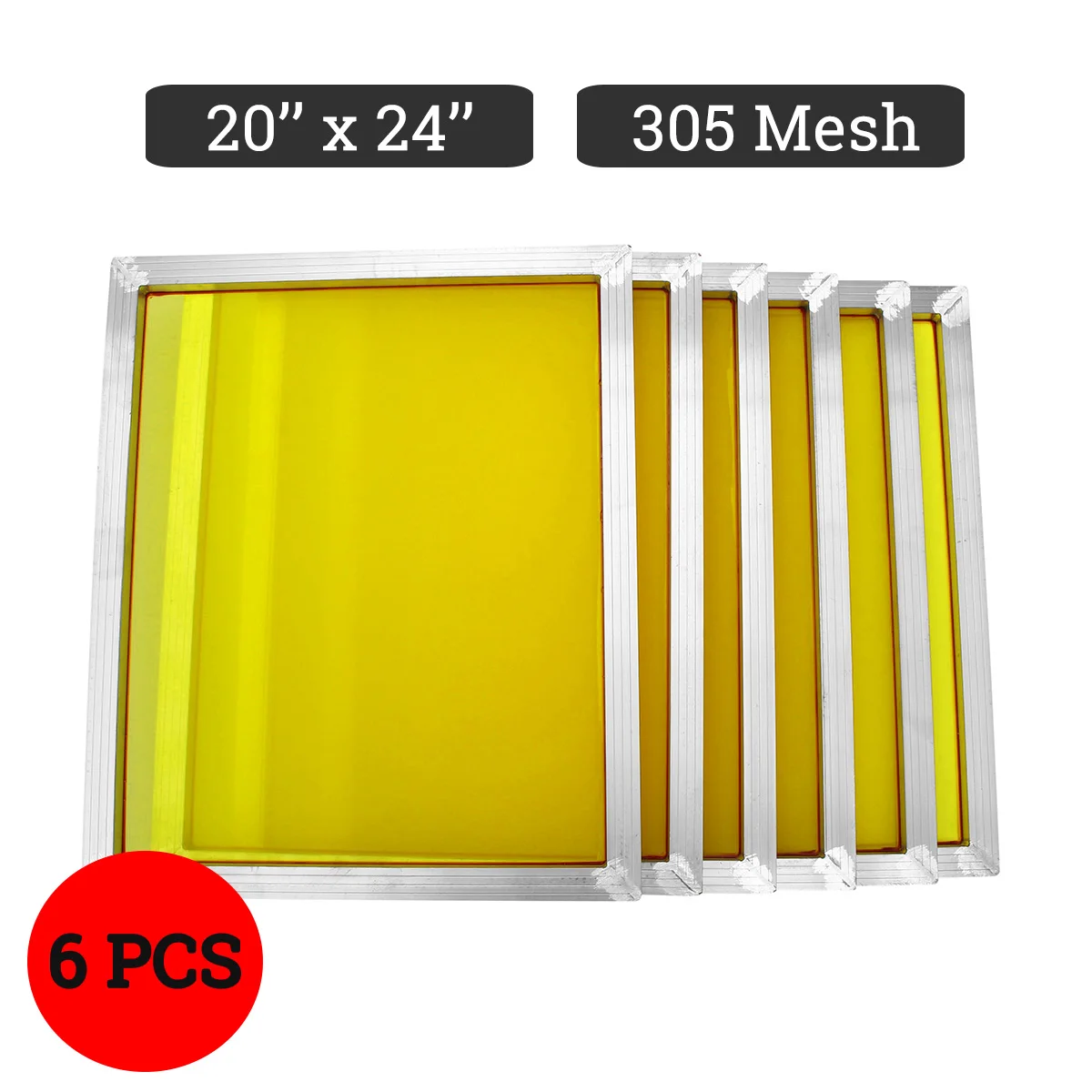 

doersupp 6pcs/set 350T Mesh Yellow Aluminum Silk Screen Printing Press Frame Screens Out Size 50x60cm