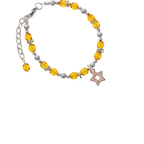 Роза Goldtone открытая Звезда с прозрачными кристаллами браслет желтое массивное
