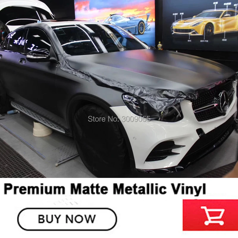 

Highest quality Matte Metallic wrapping car deep gray Vinyl Wrapping film Full Vehicle Wrap Easily repositioned