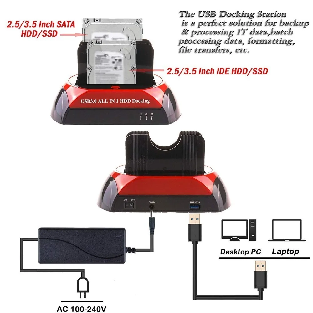 2 5 &quot3 5&quot IDE/SATA USB 3 0 док станция двойной жесткий диск станции Поддержка кабель для