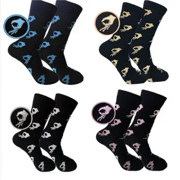 

Soft Cotton Sock Unisex Women OK Print Funny Casual Sport Balck Skateboard Socks 4 Color