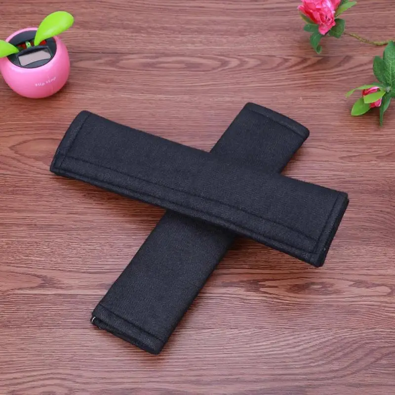 

2pcs Car Safety Seat Belt Strap Soft Shoulder Pads Cover Black Cotton Cushion Harness Pad Protector Car Styling For Adult