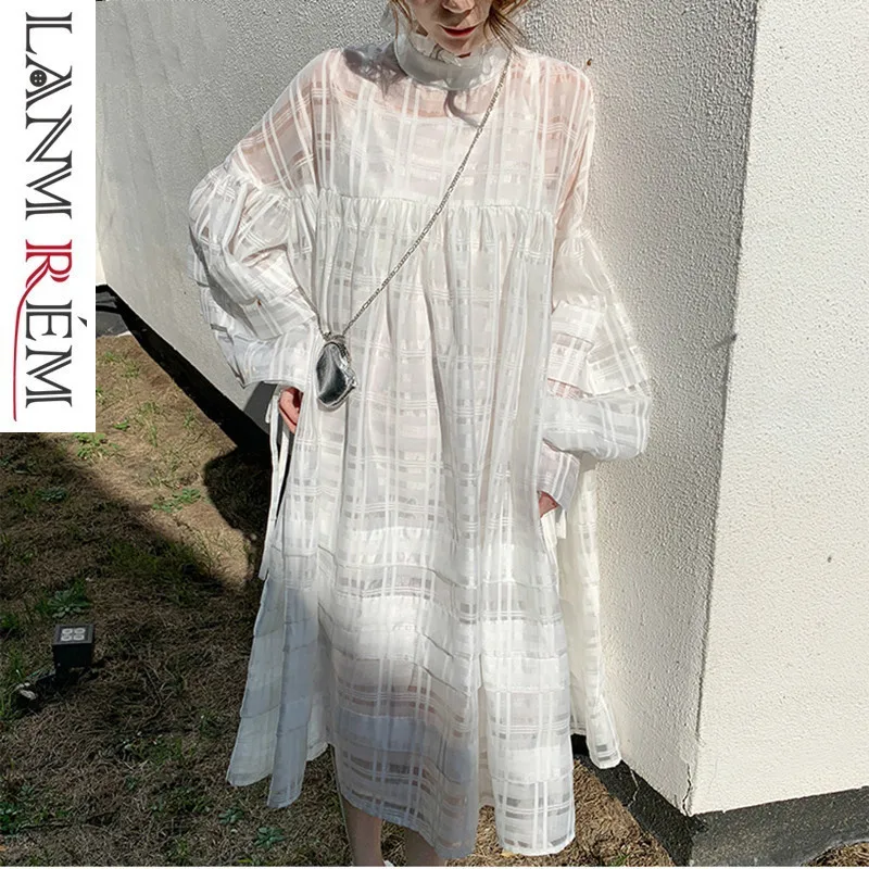 Moda Casual Vestito Yg636 Del Donna White A Pezzi Lanmrem 2019 Due Femminile Bianca Estate Donne Manica Lanterna Primavera Nuovo Lunga Delle Abbigliamento tQhsrd