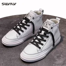 SWYIVY chaussures femme; женские кроссовки с высоким берцем; коллекция года; сезон осень; белая повседневная обувь; женские кроссовки; женская обувь из вулканизированной кожи