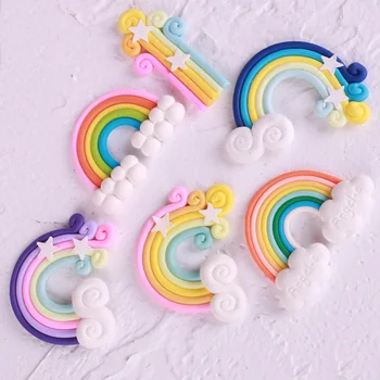 

Colorful Fimo 3D Rainbow Clouds Cake Topper for Wedding Birthday Party Cake Top Flags Baking Decoration Supplies TR001